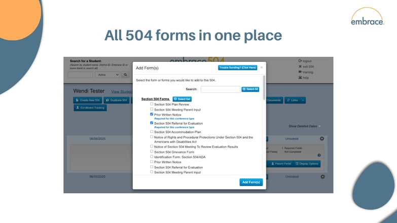 All 504 forms in one place