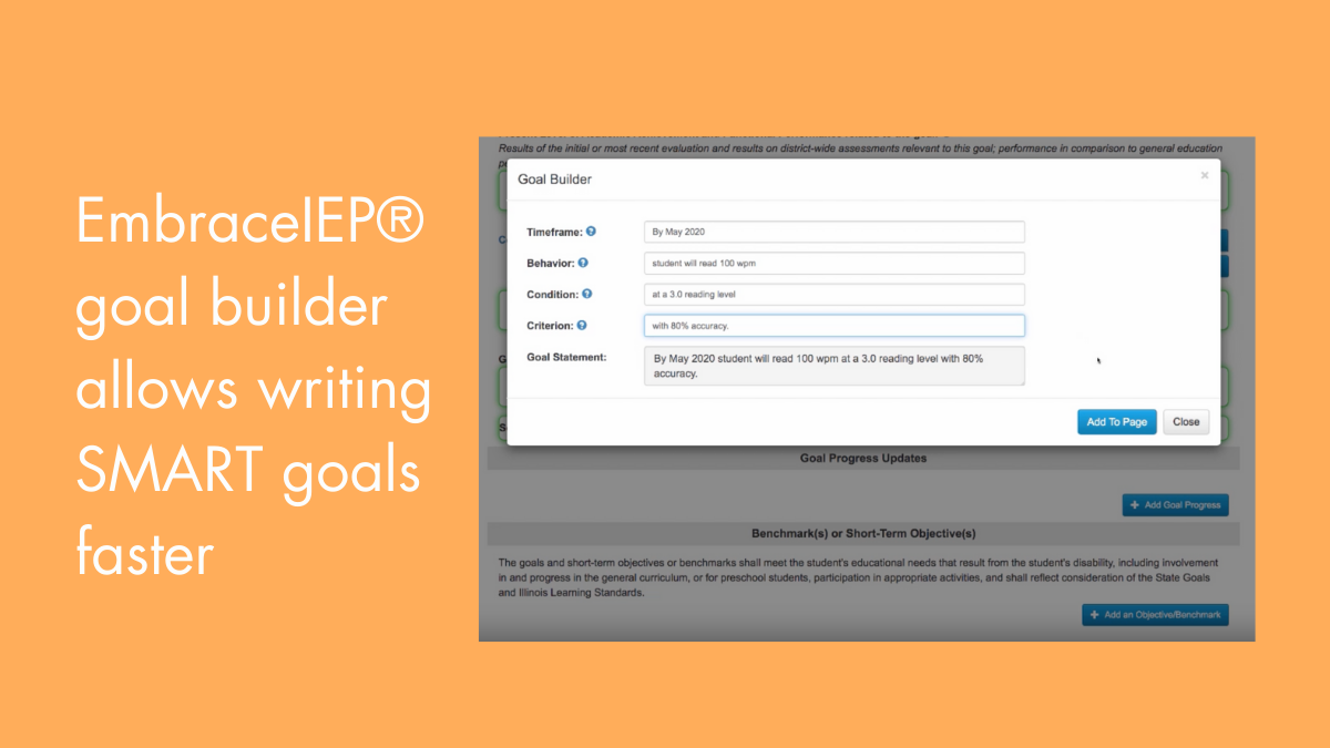 Using EmbraceIEP® goal builder 