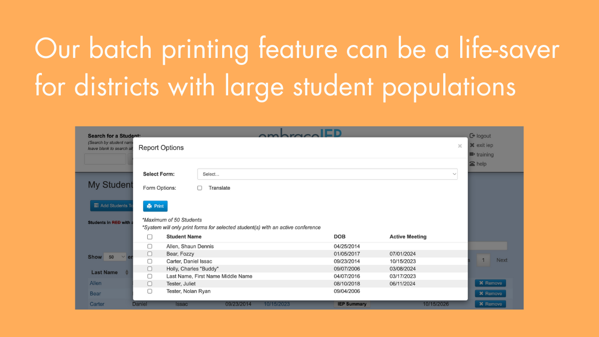 Embrace batch printing feature can be a life-saver for districts with large student populations