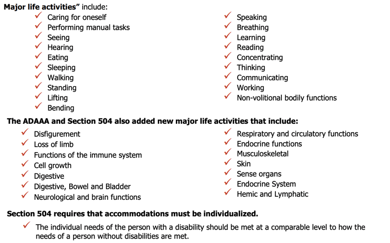 Utah Parent Center major life activities